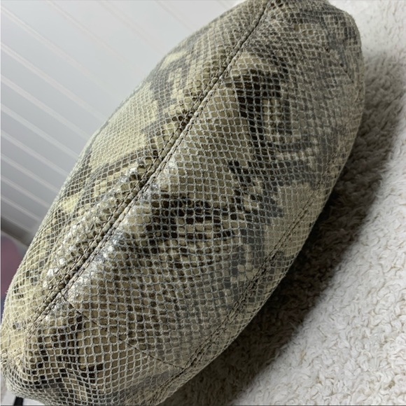 NWT MICHAEL MICHAEL KORS 'Fulton' Embossed Chain Angora Beige Grey Python Purse - Picture 6 of 12